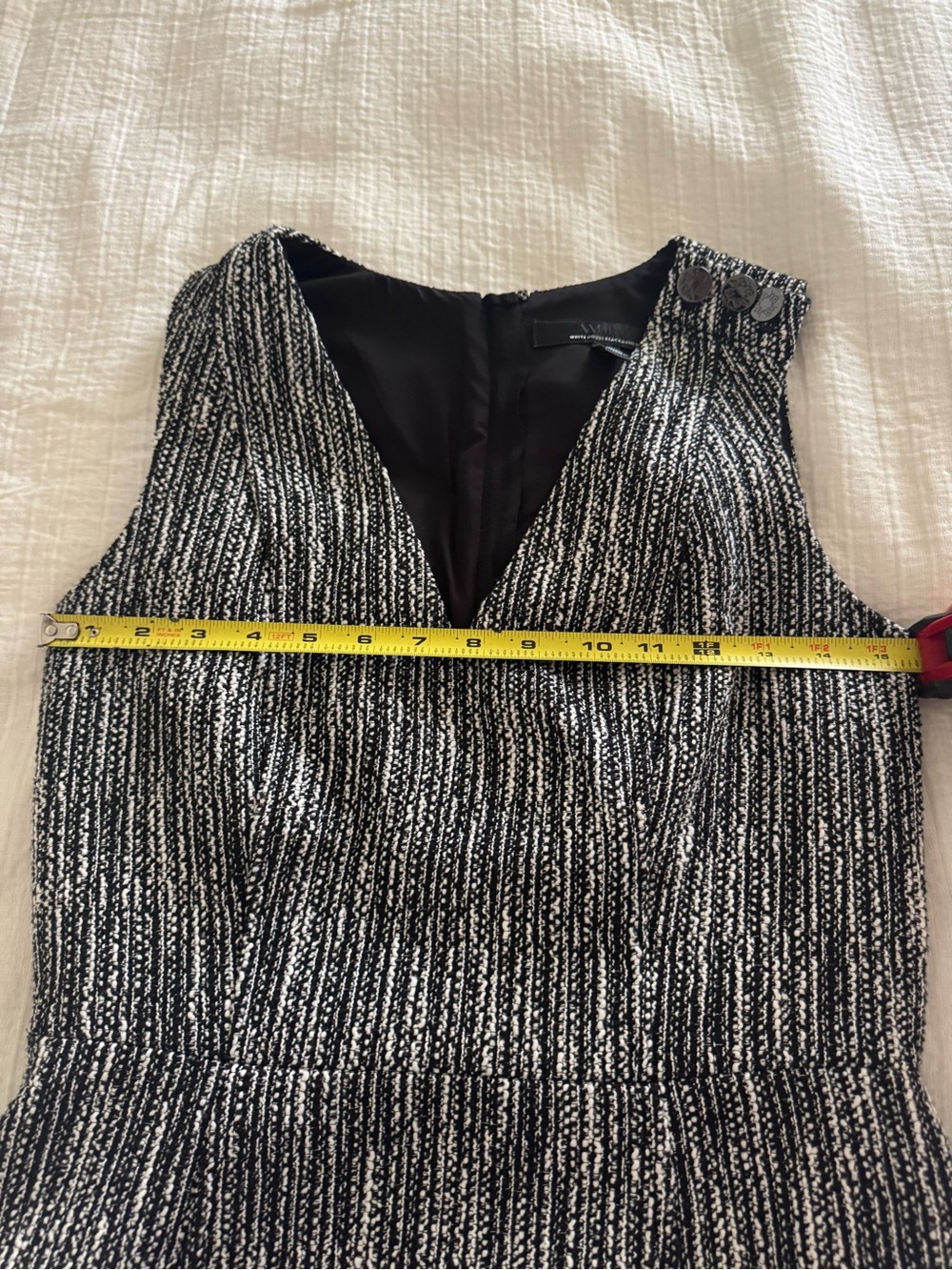 White House Black Market Black White Tweed Dress Jacket Set Size 4 - Picture 7 of 10
